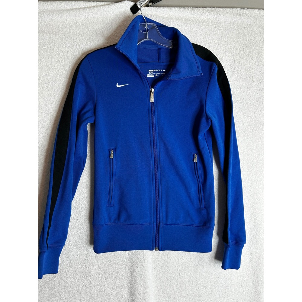 Nike Golf Sport Dri-FIT Track Jacket Royal Blue Black Stripe 53773-494 Womens S